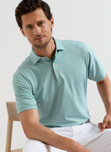 PETER MILLAR Jubilee Stripe Performance Jersey Polo Shirt – Men’s Classic Fit – Snow Pea