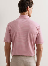 PETER MILLAR Jubilee Stripe Performance Jersey Polo Shirt – Men’s Classic Fit – Chili Red