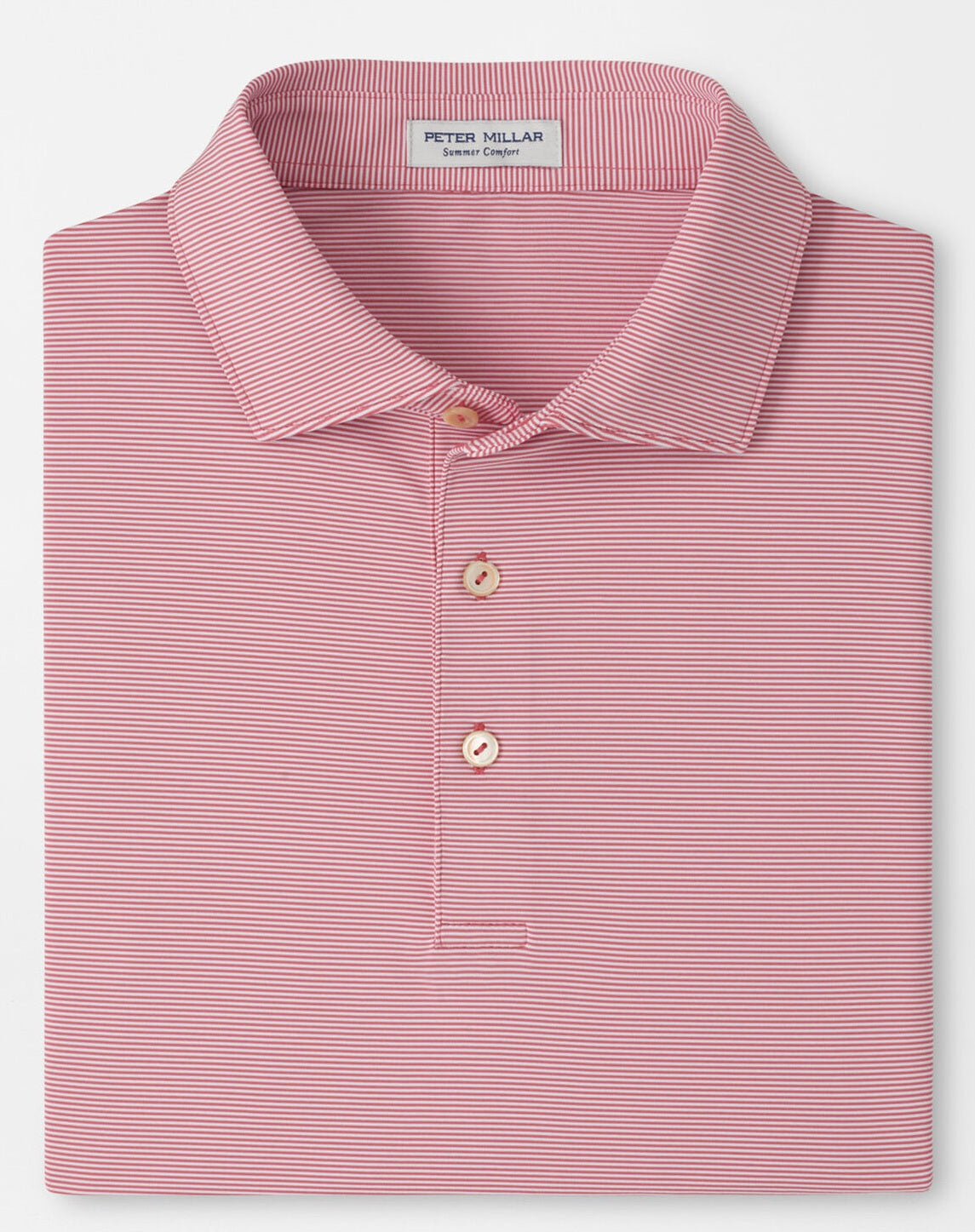PETER MILLAR Jubilee Stripe Performance Jersey Polo Shirt – Men’s Classic Fit – Chili Red