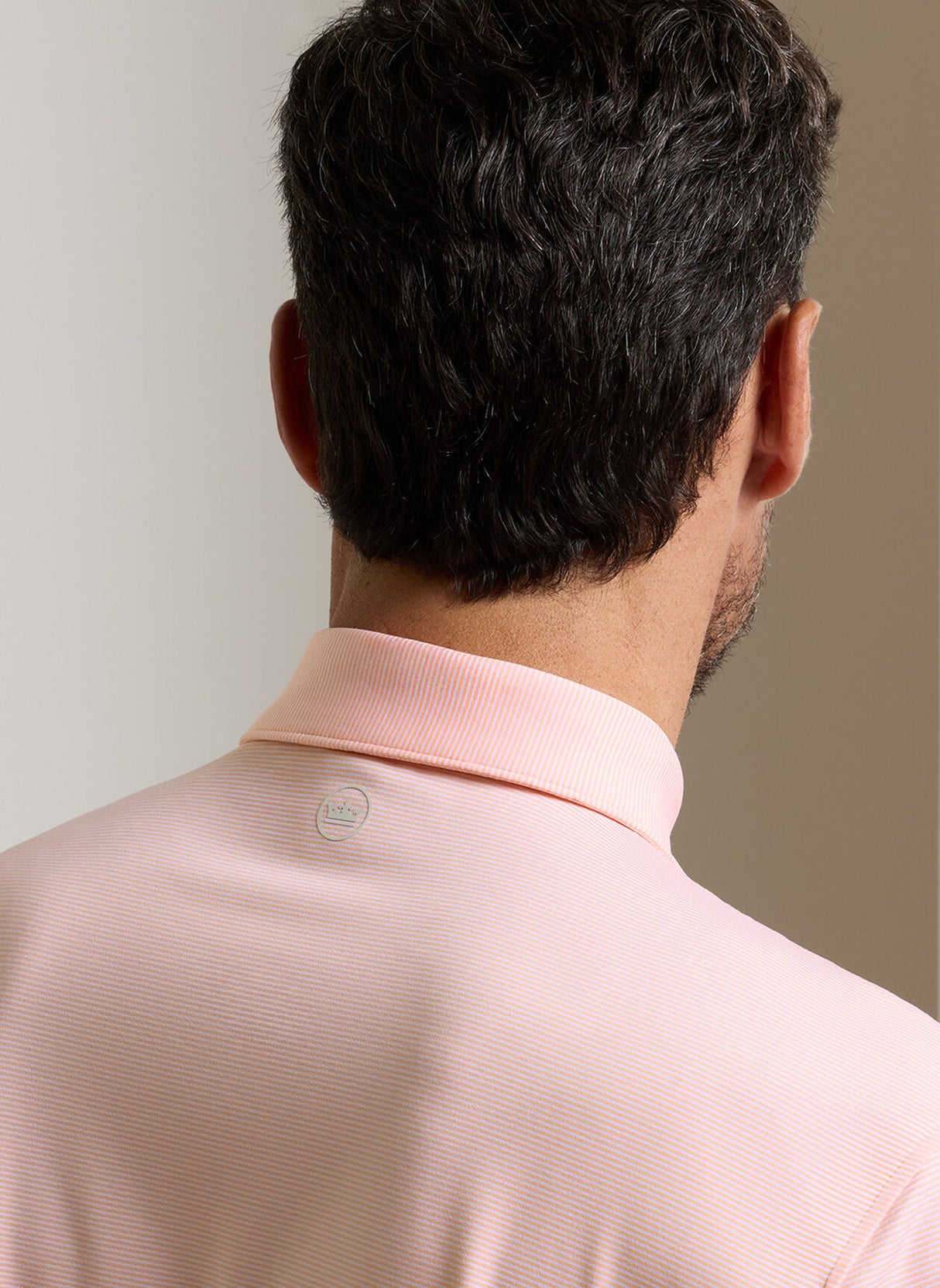 PETER MILLAR Jubilee Stripe Performance Jersey Polo Shirt – Men’s Classic Fit – Summer Apricot