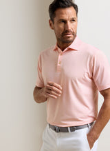 PETER MILLAR Jubilee Stripe Performance Jersey Polo Shirt – Men’s Classic Fit – Summer Apricot