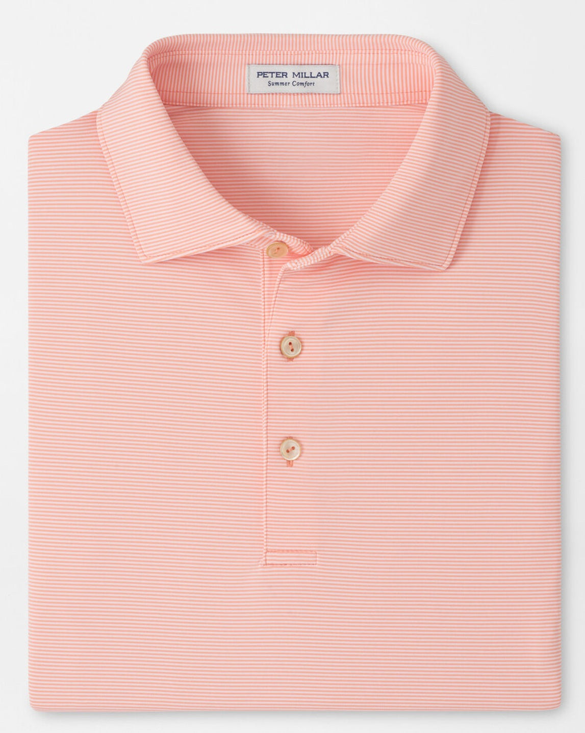 PETER MILLAR Jubilee Stripe Performance Jersey Polo Shirt – Men’s Classic Fit – Summer Apricot