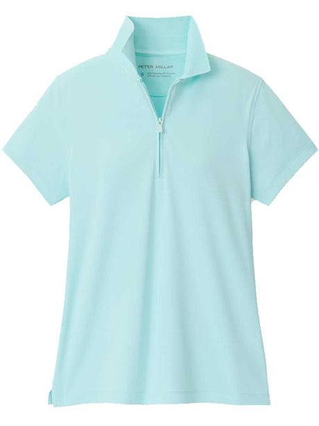 PETER MILLAR Keswick Zip Neck Short Sleeve Polo - Womens - Ocean Air