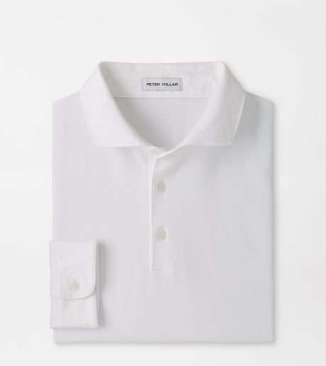 Peter Millar Crown Flex Cotton Long-Sleeve Polo in White - view 1