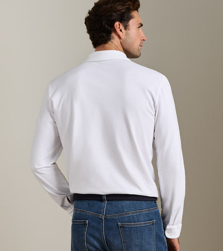 Peter Millar Crown Flex Cotton Long-Sleeve Polo in White - view 3