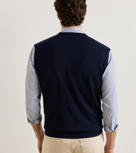 Peter Millar Autumn Crest V-Neck Gilet in Navy - view 3
