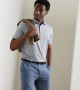 Peter Millar Rondo Performance Jersey Polo in White / Light Mocha - view 2