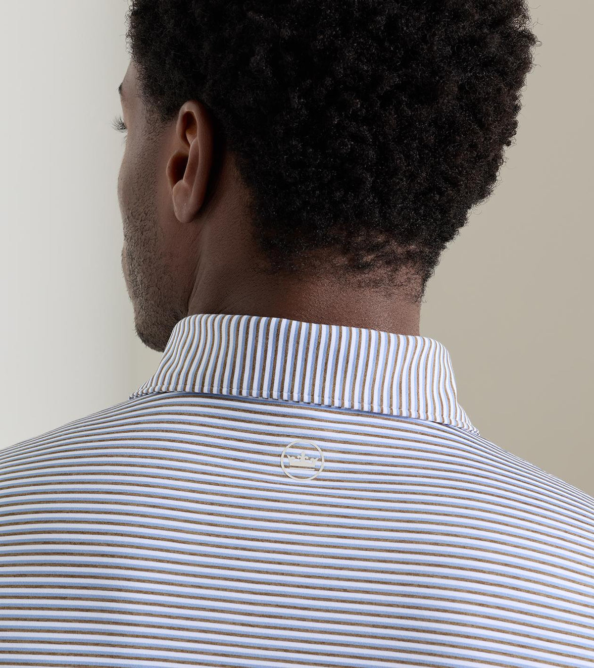 Peter Millar Rondo Performance Jersey Polo in White / Light Mocha - view 4