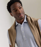 Peter Millar Rondo Performance Jersey Polo in White / Light Mocha - view 5