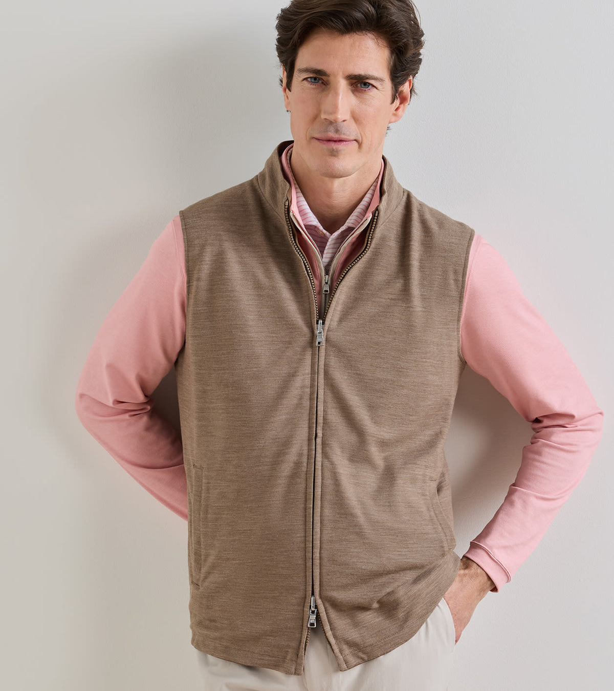 Peter Millar Ryder Reversible Gilet in Light Mocha - view 5
