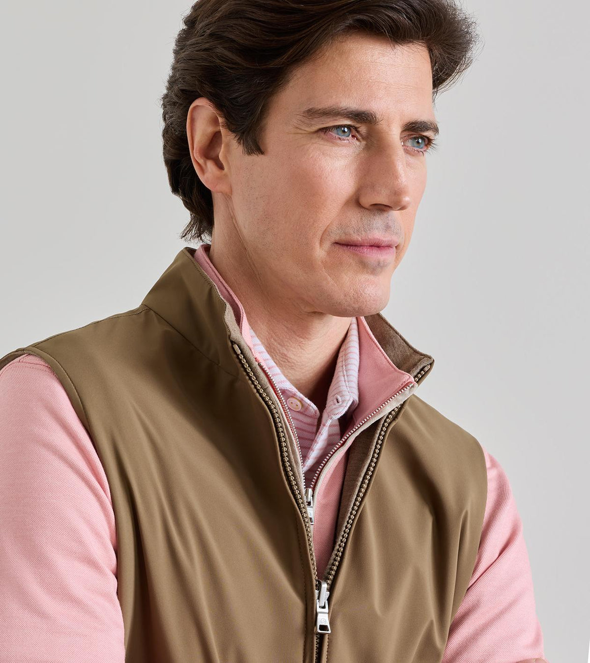 Peter Millar Ryder Reversible Gilet in Light Mocha - view 6