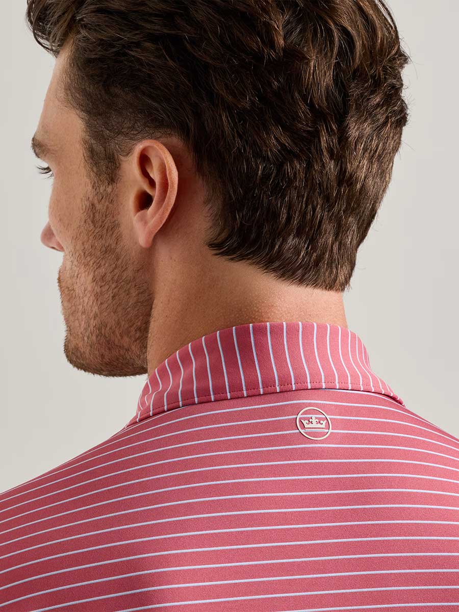 PETER MILLAR Oaks Performance Jersey Polo Shirt - Men's Classic Fit - Red Coral
