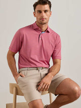 PETER MILLAR Oaks Performance Jersey Polo Shirt - Men's Classic Fit - Red Coral