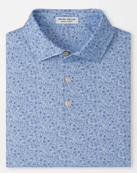 PETER MILLAR Parker Performance Jersey Polo Shirt - Men's Classic Fit - Stream Blue