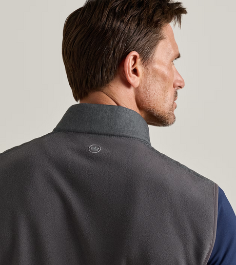 Peter Millar Parks Hybrid Gilet in Iridium - back neck logo detail