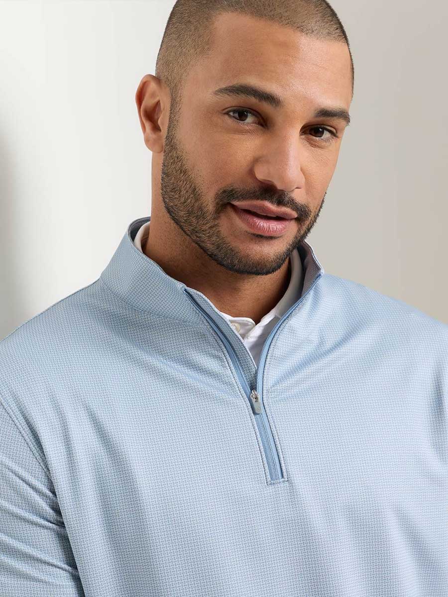 PETER MILLAR Perth Basketweave Performance Quarter Zip Sweater - Mens - Lakeside