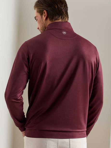 PETER MILLAR Perth Herringbone Performance Quarter Zip Sweater - Mens - Bordeaux
