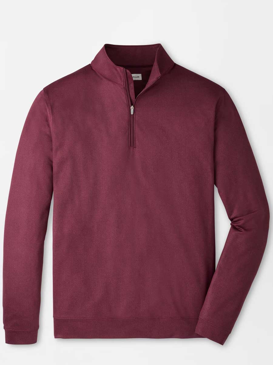 PETER MILLAR Perth Herringbone Performance Quarter Zip Sweater - Mens - Bordeaux