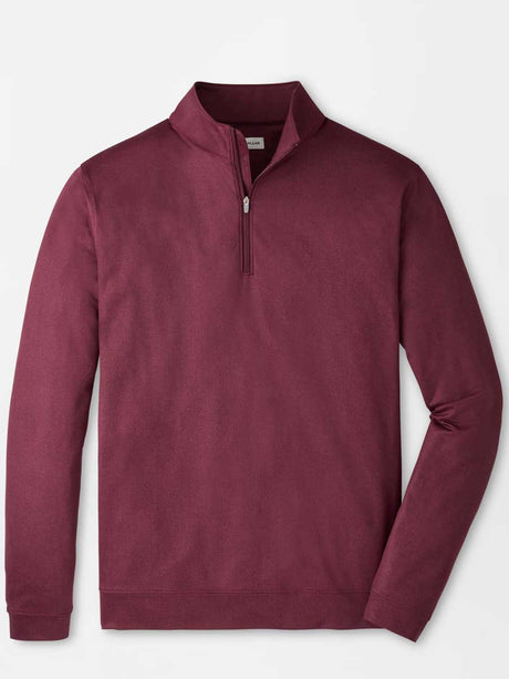 PETER MILLAR Perth Herringbone Performance Quarter Zip Sweater - Mens - Bordeaux
