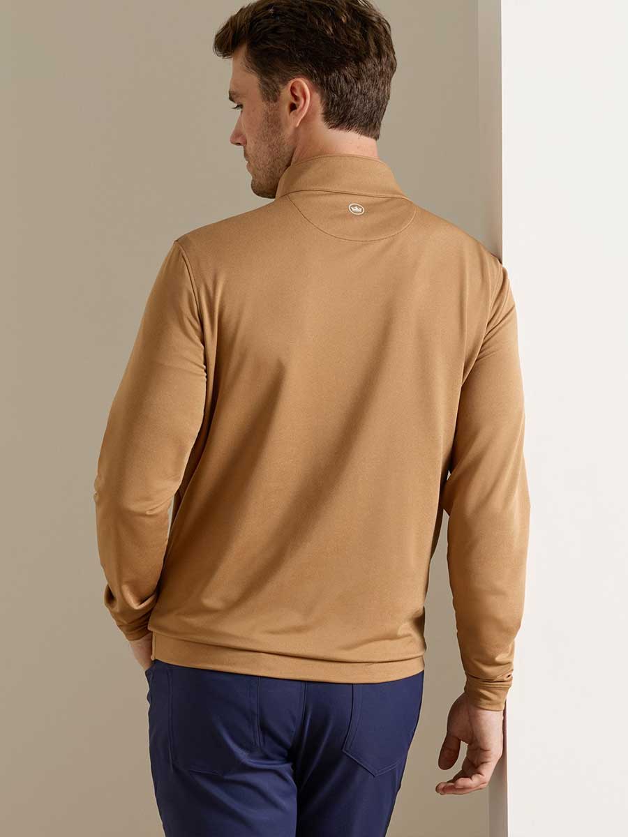 PETER MILLAR Perth Melange Performance Quarter Zip Sweater - Mens - Dark Amber