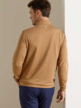 PETER MILLAR Perth Melange Performance Quarter Zip Sweater - Mens - Dark Amber