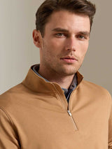 PETER MILLAR Perth Melange Performance Quarter Zip Sweater - Mens - Dark Amber