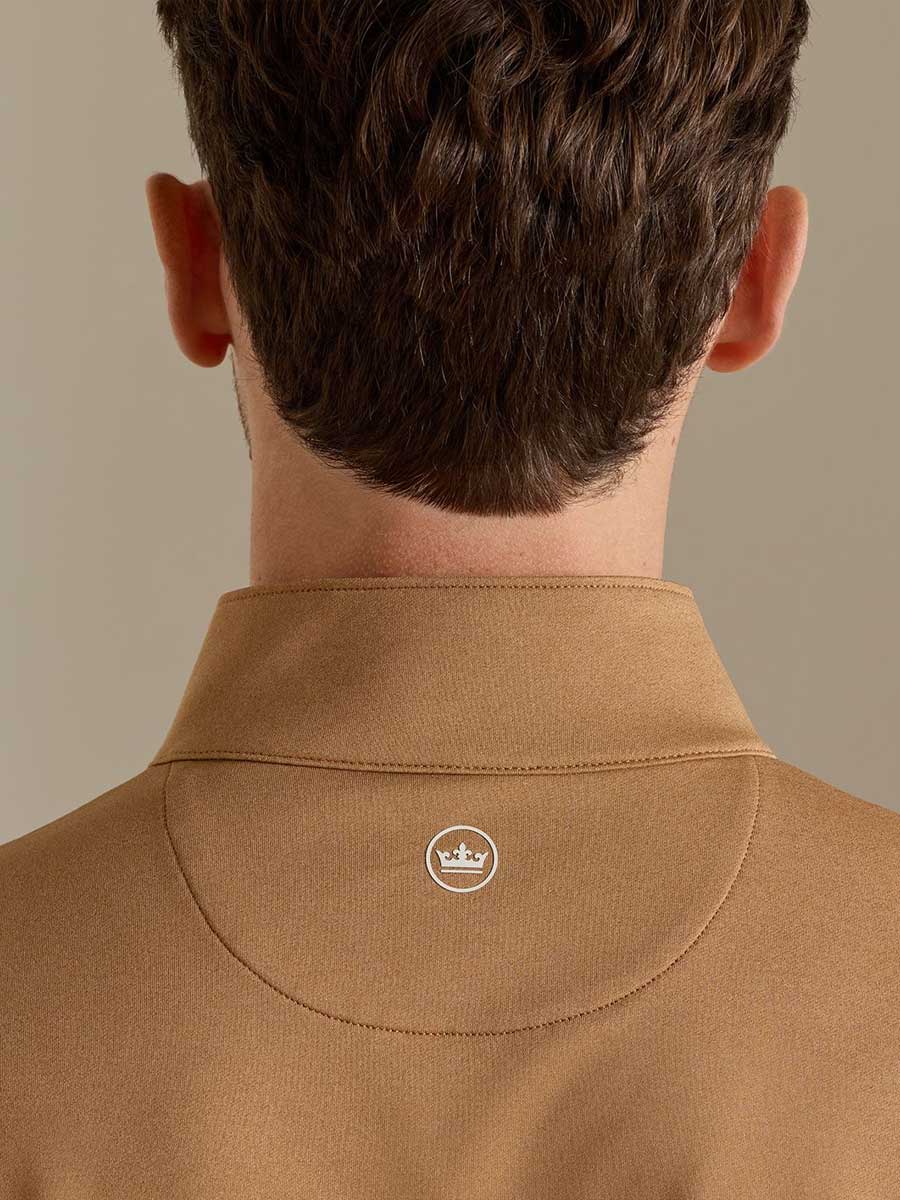 PETER MILLAR Perth Melange Performance Quarter Zip Sweater - Mens - Dark Amber