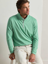 PETER MILLAR Perth Melange Performance Quarter Zip Sweater - Mens - Fresh Mint
