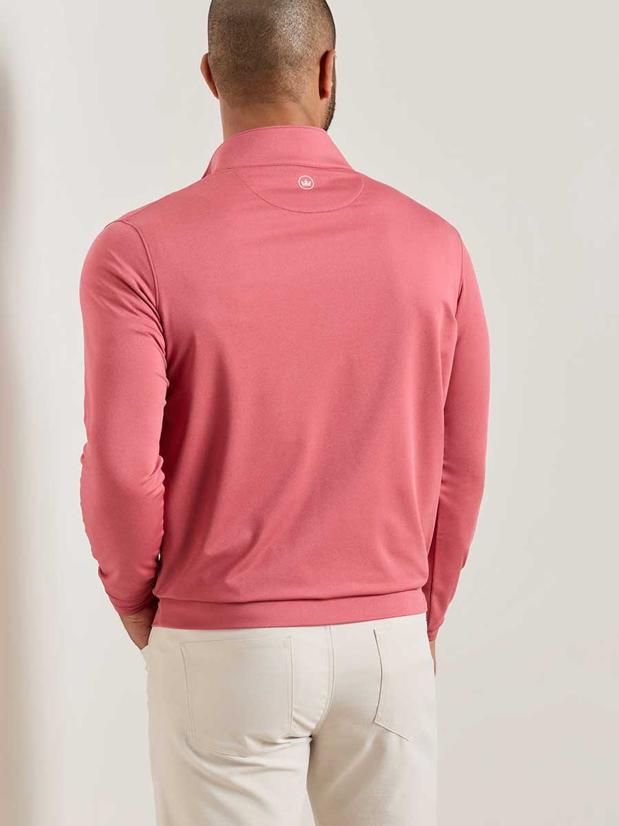 PETER MILLAR Perth Melange Performance Quarter Zip Sweater - Mens - Red Coral