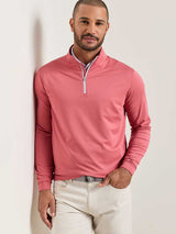PETER MILLAR Perth Melange Performance Quarter Zip Sweater - Mens - Red Coral