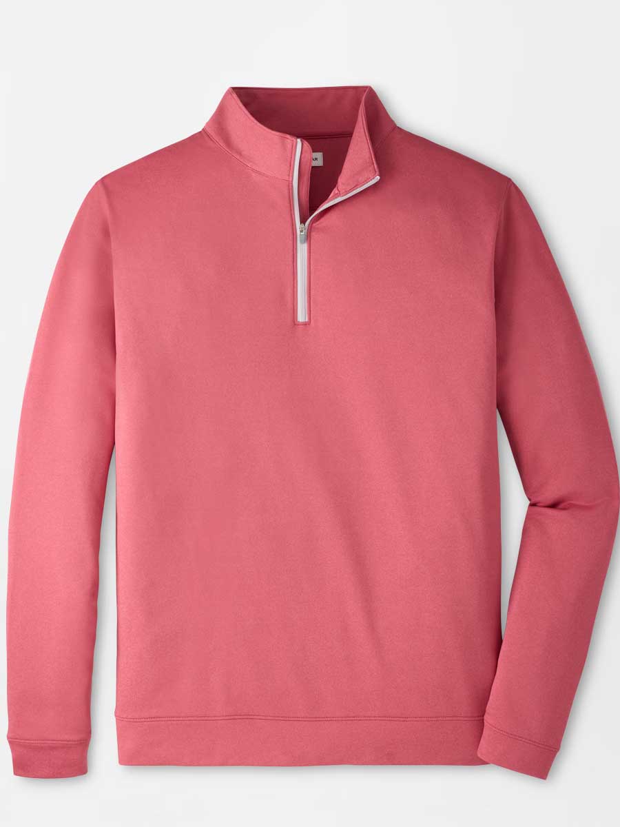 PETER MILLAR Perth Melange Performance Quarter Zip Sweater - Mens - Red Coral