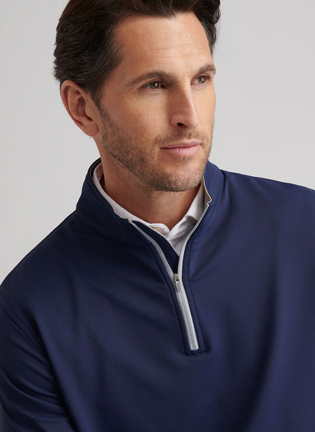 PETER MILLAR Perth Performance Quarter Zip Sweater - Mens - Navy