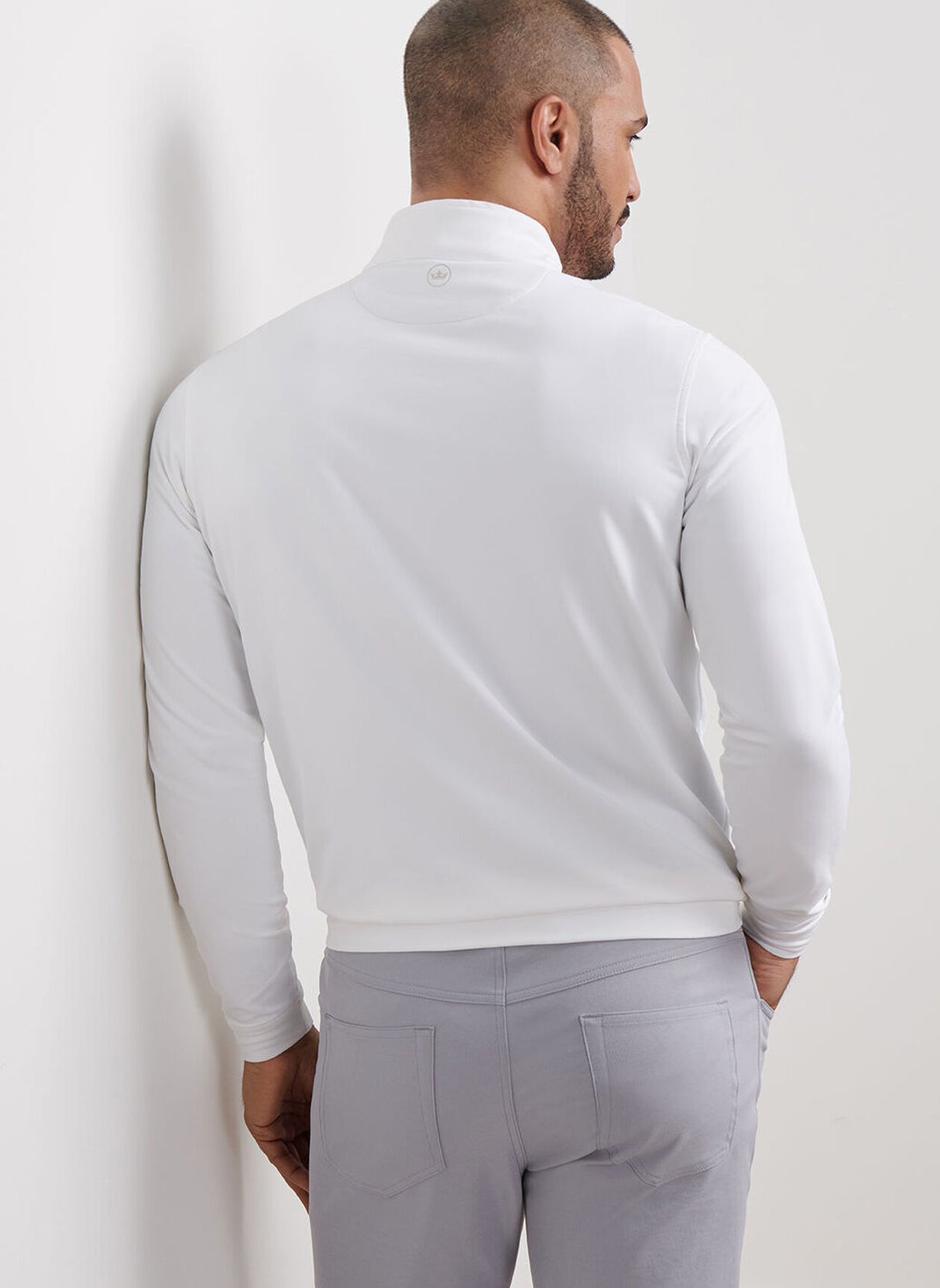 PETER MILLAR Perth Performance Quarter Zip Sweater - Mens - White