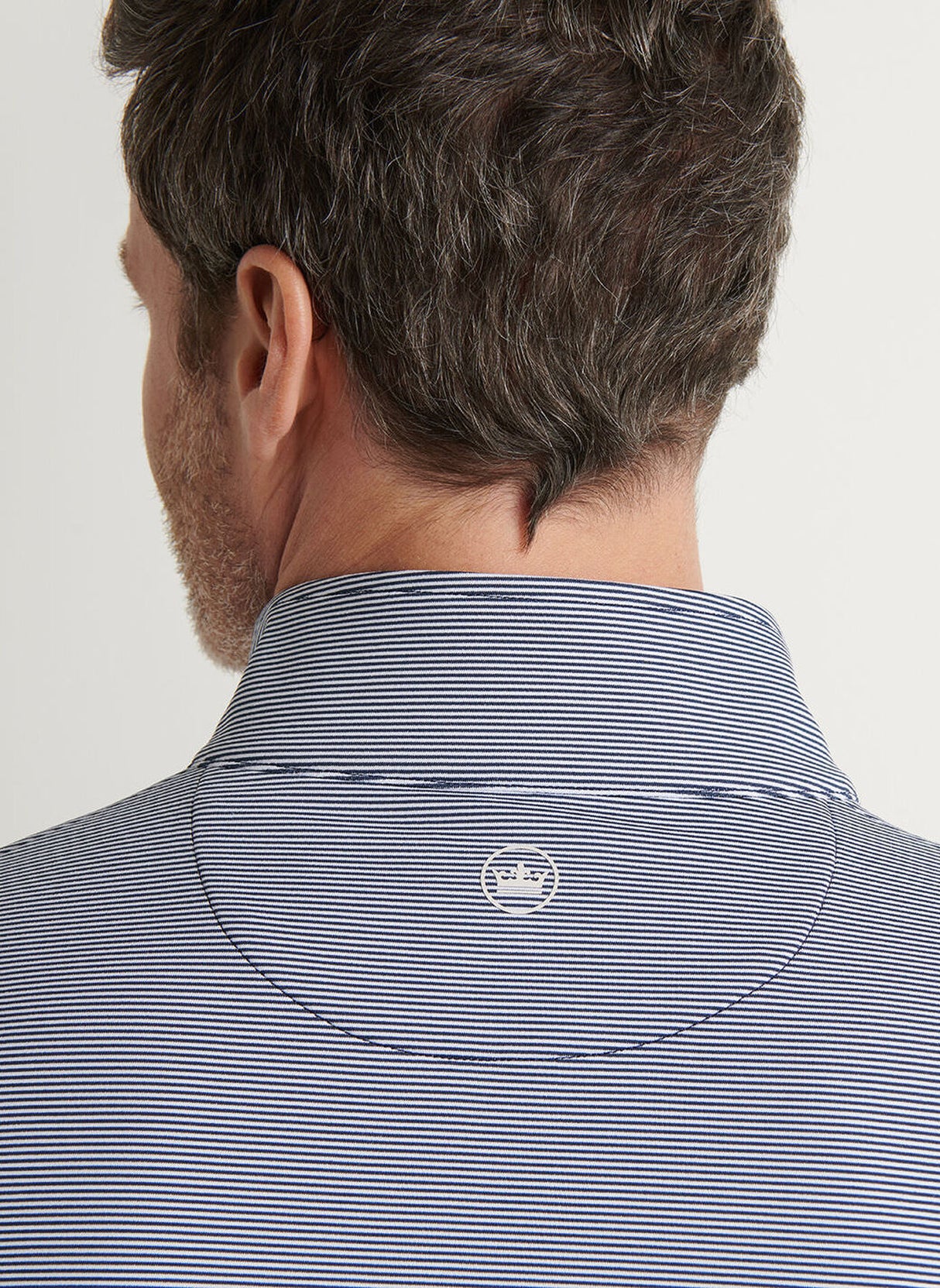 PETER MILLAR Perth Sugar Stripe Performance Quarter Zip Sweater - Mens - Navy / White