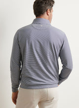 PETER MILLAR Perth Sugar Stripe Performance Quarter Zip Sweater - Mens - Navy / White