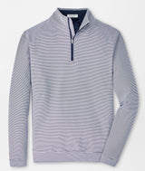 PETER MILLAR Perth Sugar Stripe Performance Quarter Zip Sweater - Mens - Navy / White