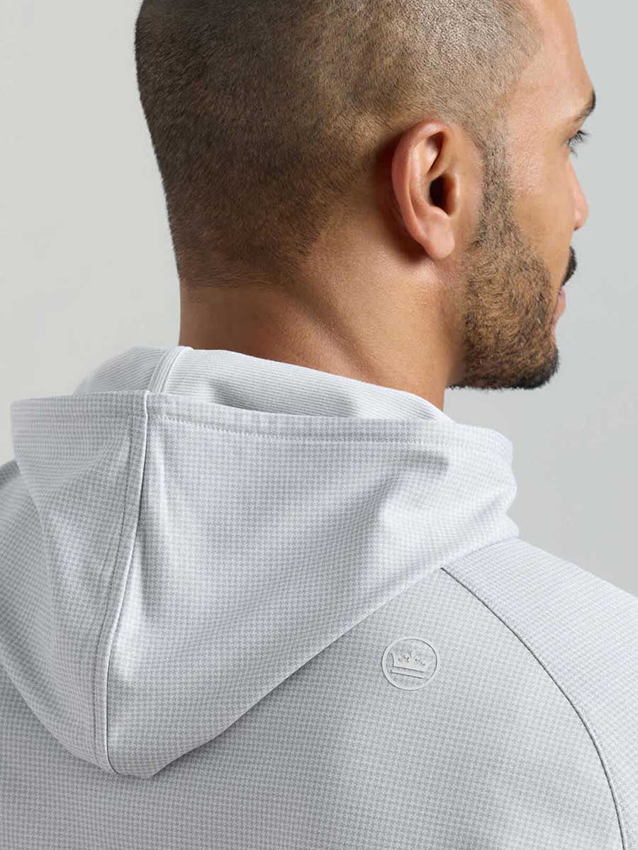 PETER MILLAR Pine Houndstooth Performance Golf Hoodie - Men's - Gale Grey
