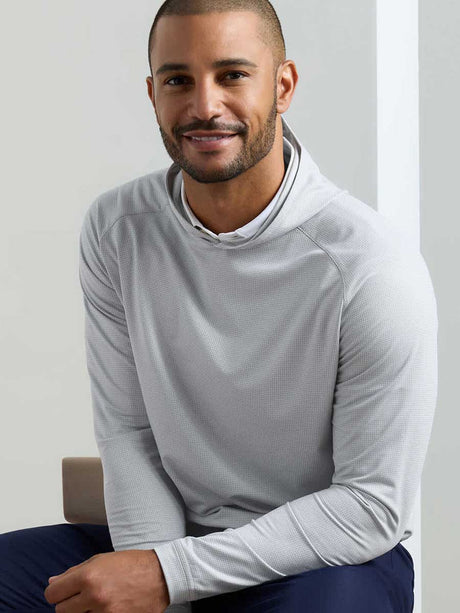 PETER MILLAR Pine Houndstooth Performance Golf Hoodie - Men's - Gale Grey