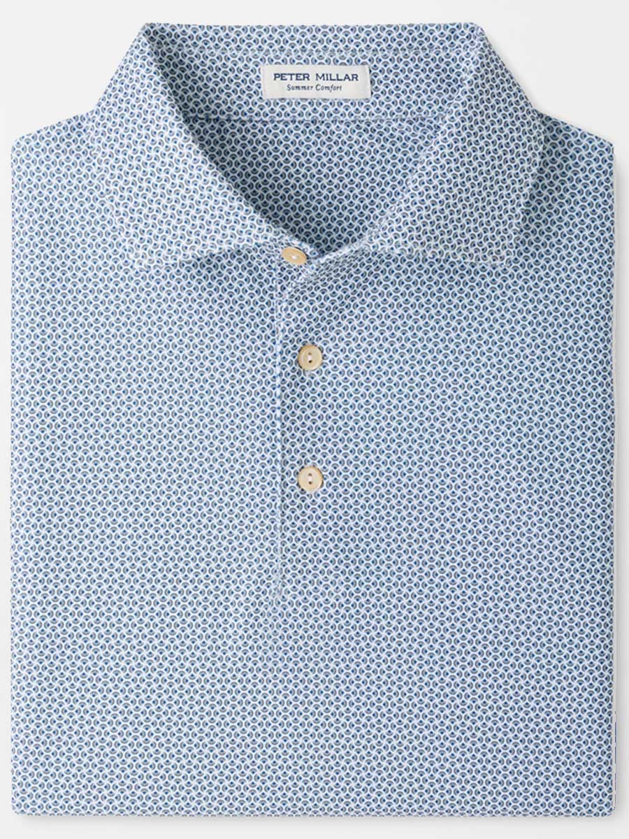 PETER MILLAR Rambla Performance Jersey Polo Shirt - Men's Classic Fit - White / Dark Amber