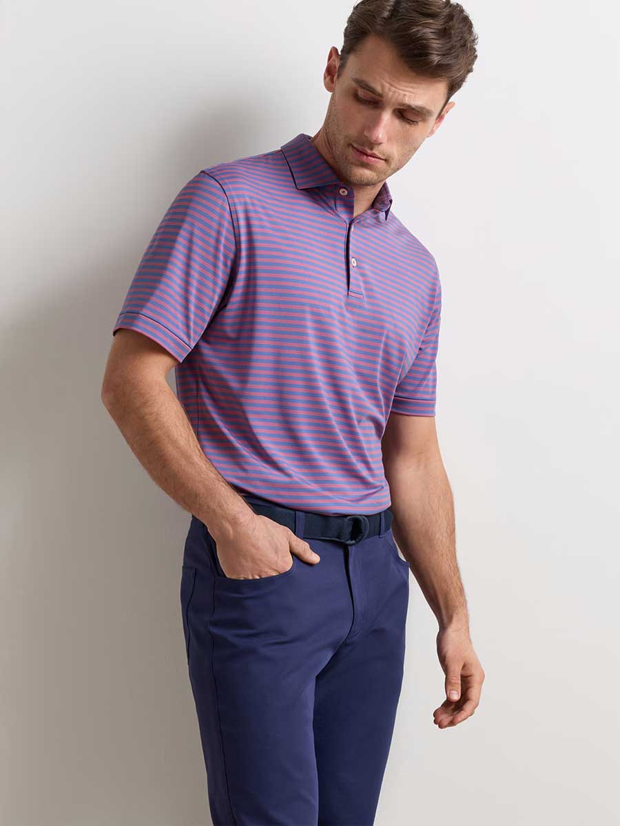 PETER MILLAR Rawlins Performance Jersey Polo Shirt - Men's Classic Fit - Bali Blue