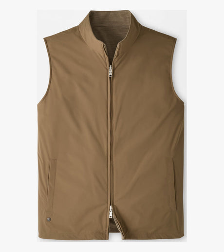 Peter Millar Ryder Reversible Gilet in Light Mocha - front product view