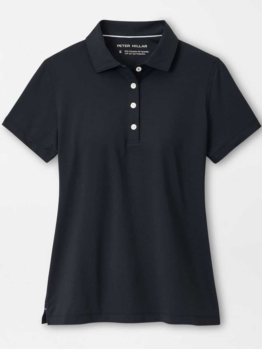 PETER MILLAR Short Sleeved Button Polo - Womens - Black