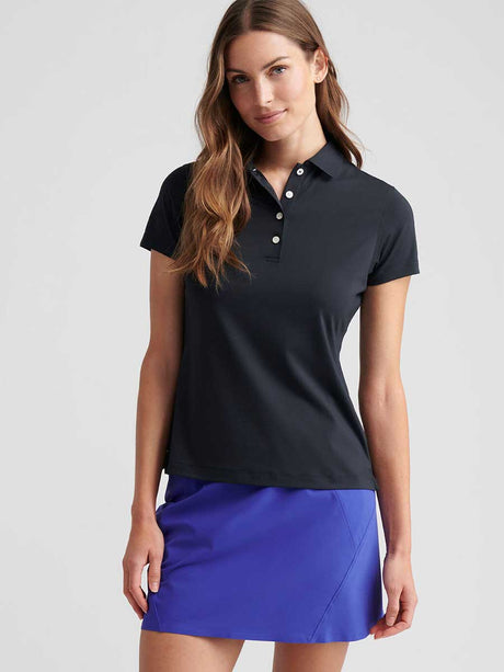 PETER MILLAR Short Sleeved Button Polo - Womens - Black