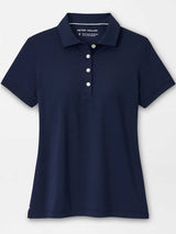PETER MILLAR Short Sleeved Button Polo - Womens - Navy