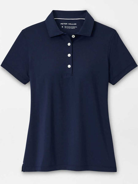 PETER MILLAR Short Sleeved Button Polo - Womens - Navy