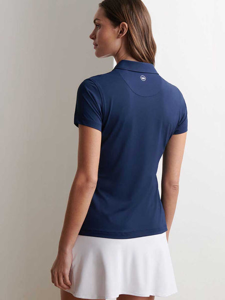PETER MILLAR Short Sleeved Button Polo - Womens - Navy