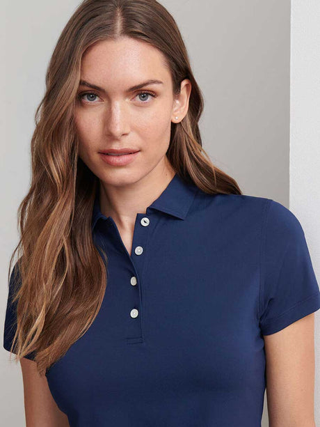PETER MILLAR Short Sleeved Button Polo - Womens - Navy