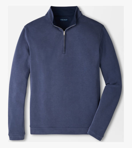Peter Millar Soft Suede Performance Quarter-Zip in Navy - front product view