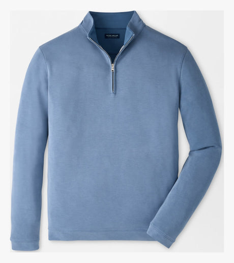Peter Millar Soft Suede Performance Quarter-Zip in Windy Blue - front product view