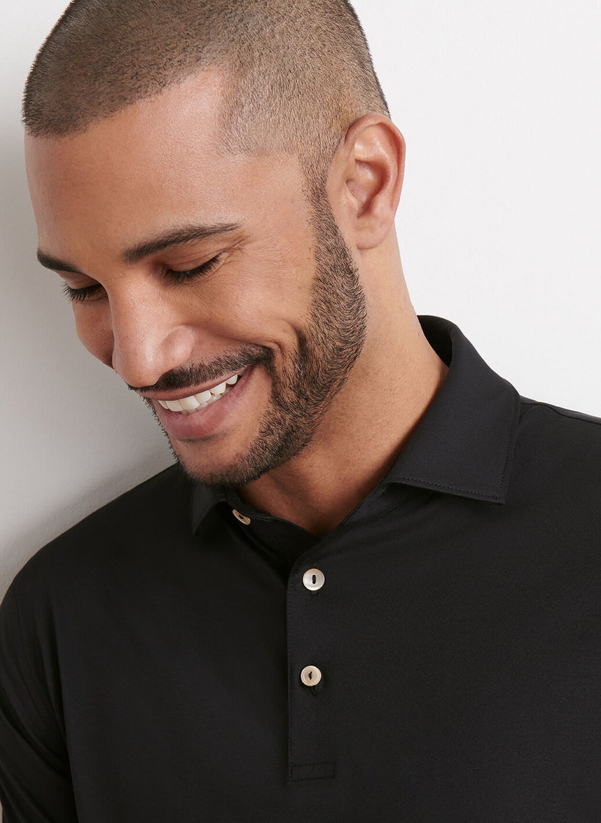 PETER MILLAR Solid Performance Jersey Polo Shirt - Men's Classic Fit - Black